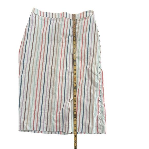 Madewell Women's Flecked Rainbow Stripe Print Button Slit Midi Skirt Size 6 - Picture 7 of 10